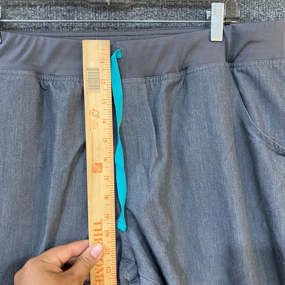 FIGS Technical Collection Scrub Pants XXL Gray Heathered T21004 Teal Drawstring